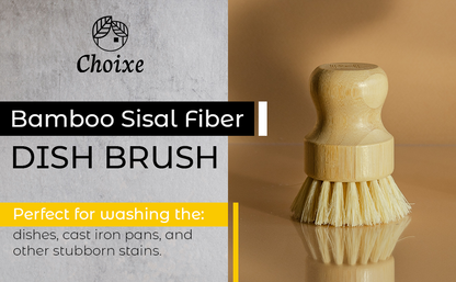 Bamboo Sisal Dish Brush Eco Friendly Firm Bristles For Dishes, Pans, Produce