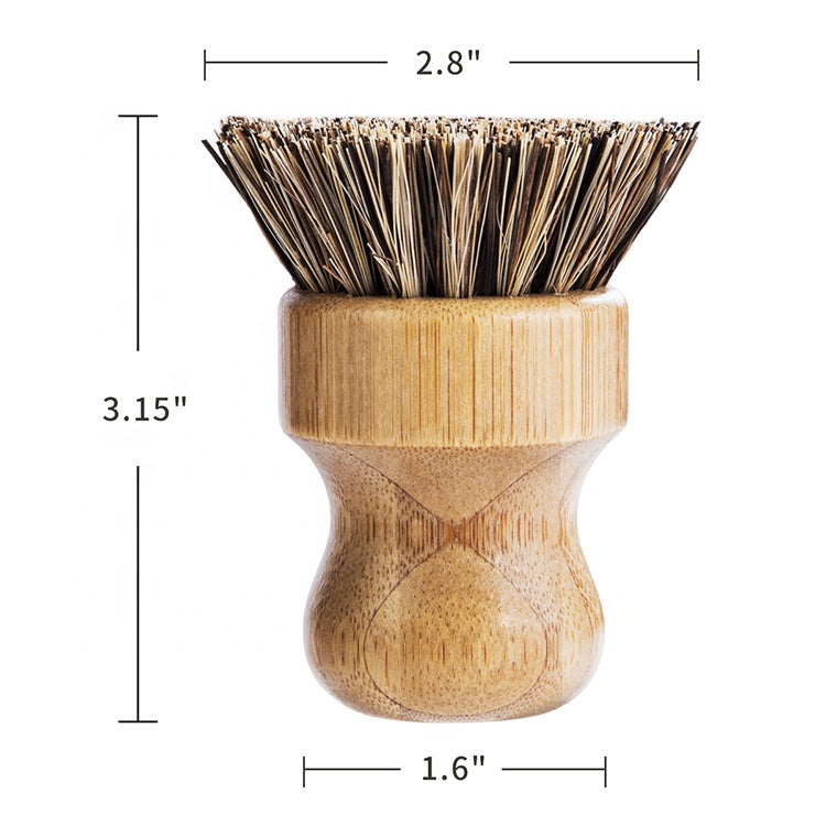 Bamboo Sisal Dish Brush Eco Friendly Firm Bristles For Dishes, Pans, Produce