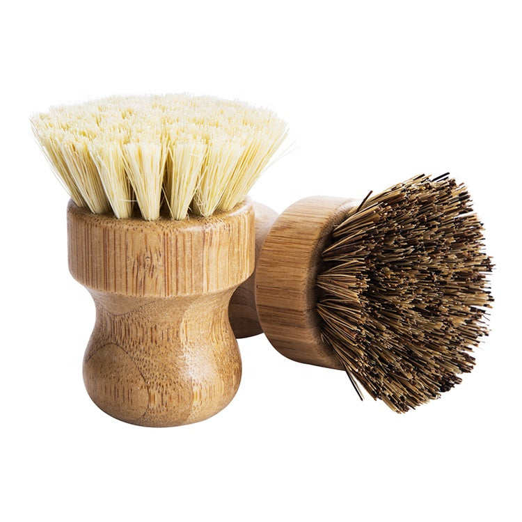 Bamboo Sisal Dish Brush Eco Friendly Firm Bristles For Dishes, Pans, Produce