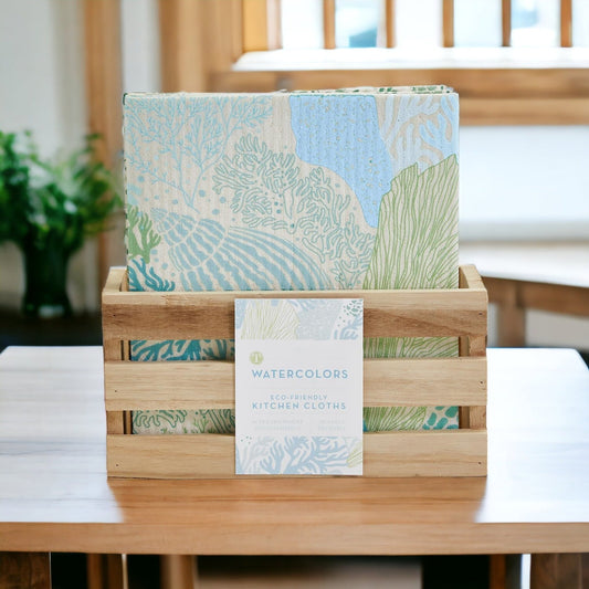 Biodegradable Kitchen Cloth Coastal Beach Style 70% Cellulose 30% Cotton