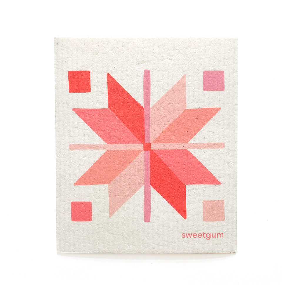 Bundle of 3 Swedish Dishcloths | Quilt Stars Yellow, Blue & Pink